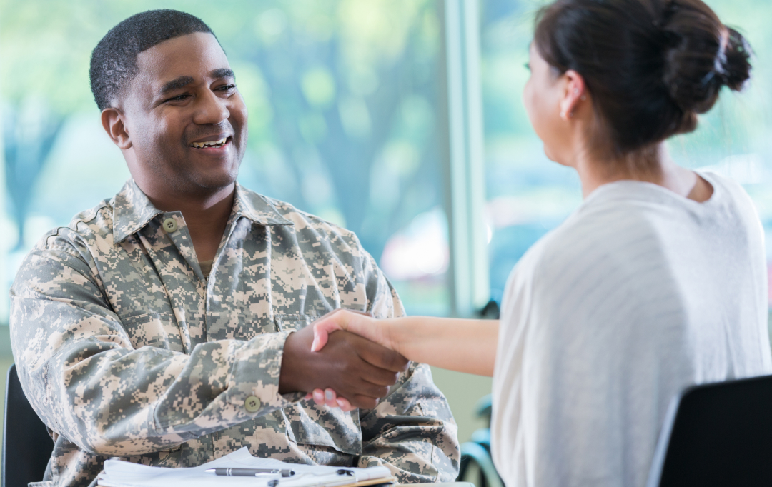 soldier shaking hands