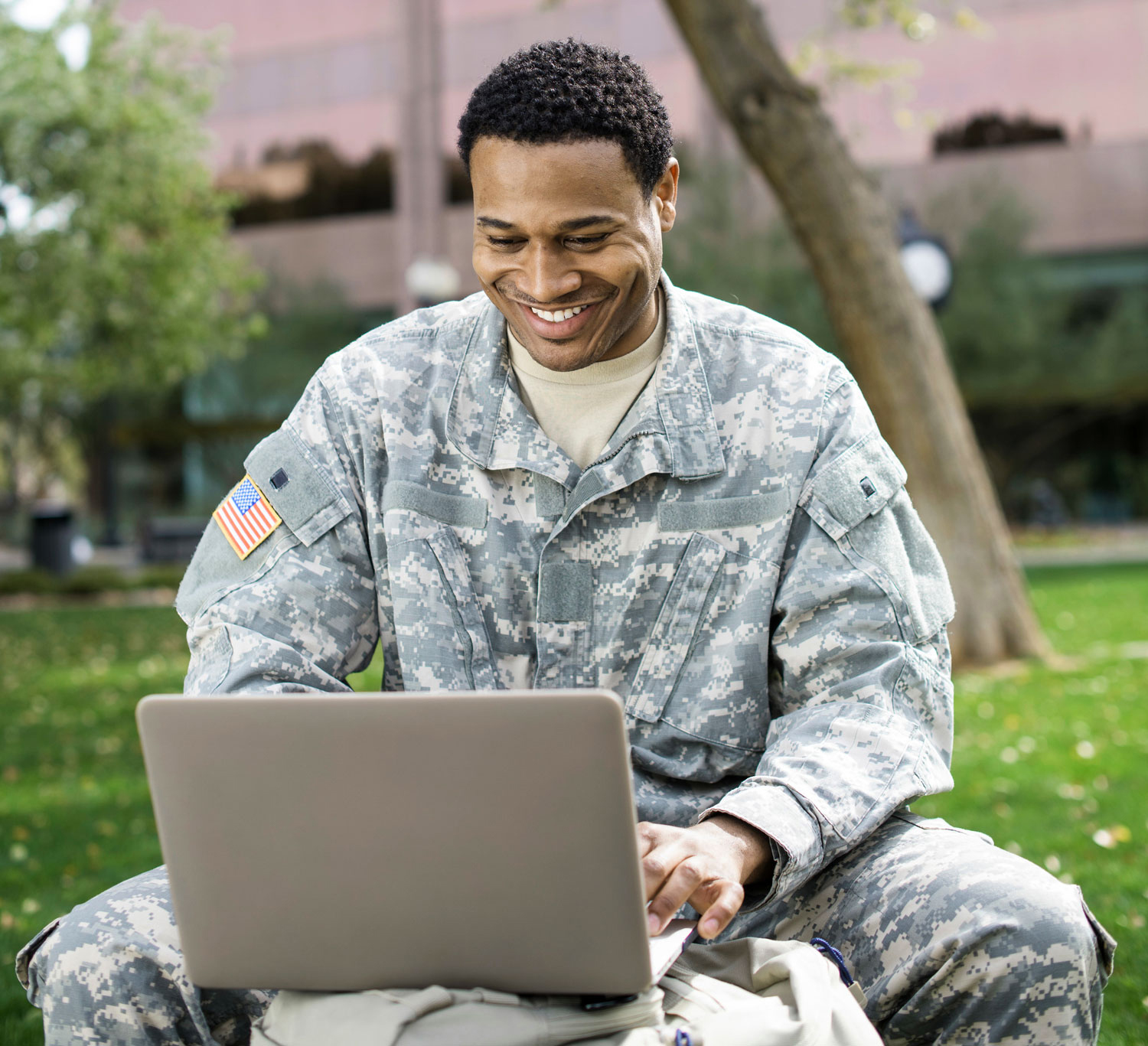 soldier on a laptop