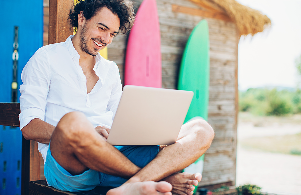 Student Studying Online While Traveling