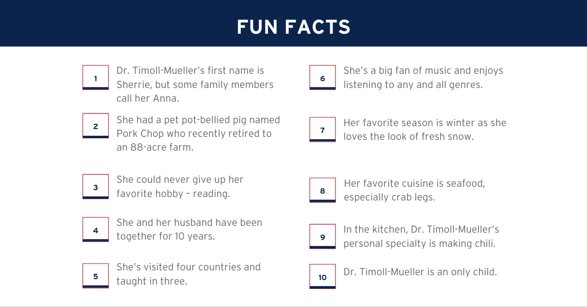 Dr. Sherrie Timoll-Mueller Fun Facts