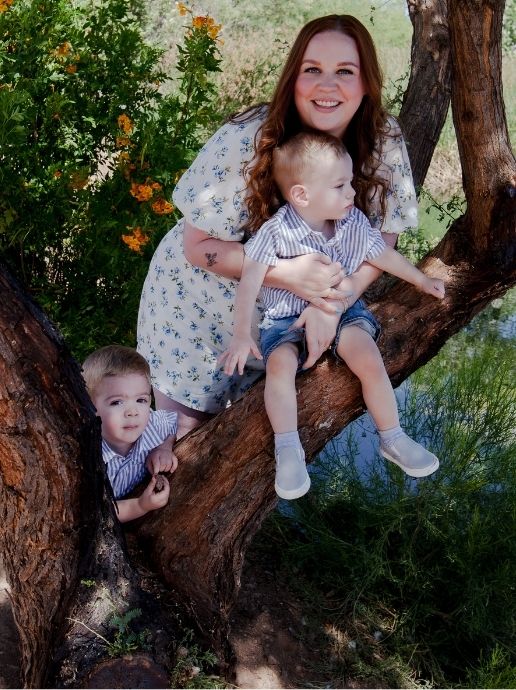 Holli Stapleton posing with her two sons.