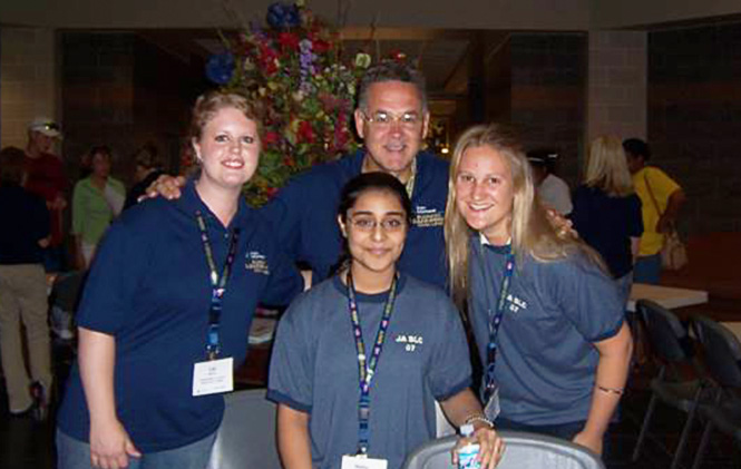 Bill Davis with students