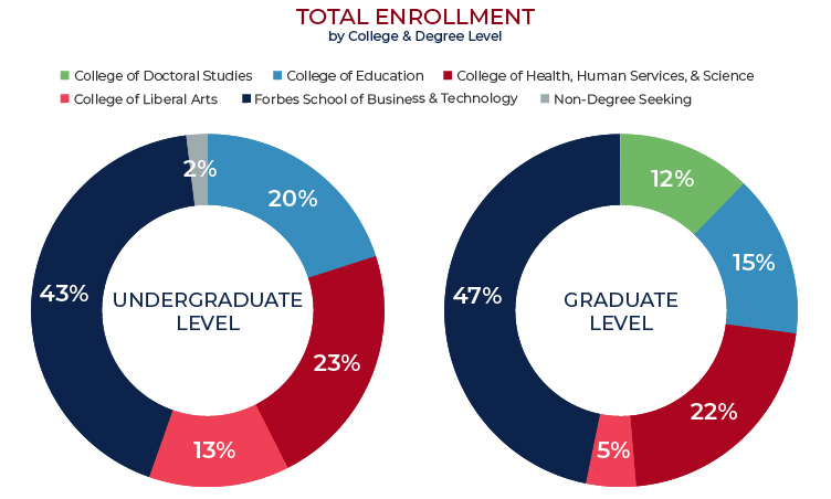 Total Enrollment by College & Degree Level Chart