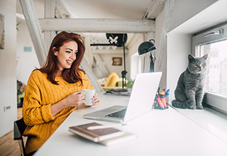woman working on a laptop