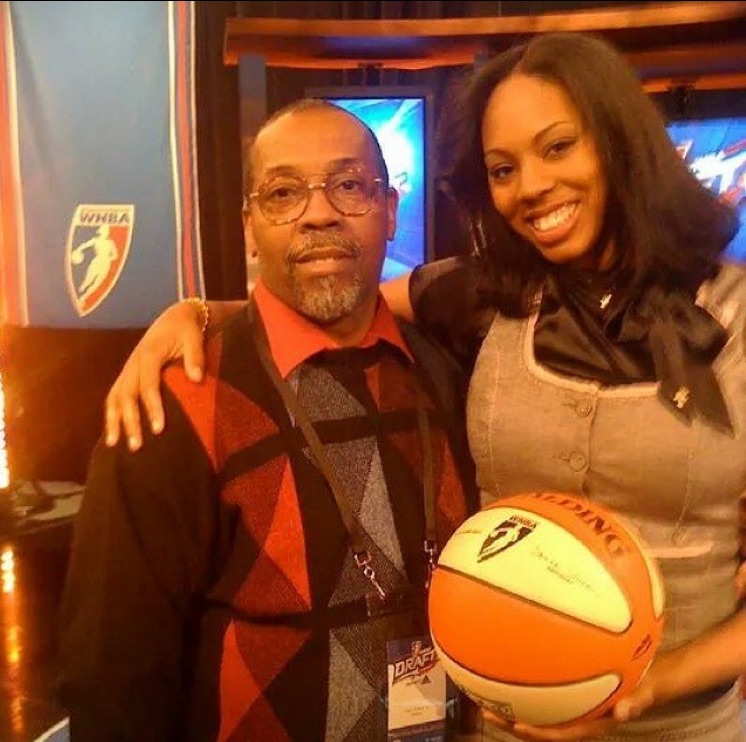 Ashley Walker and her father during the WNBA draft