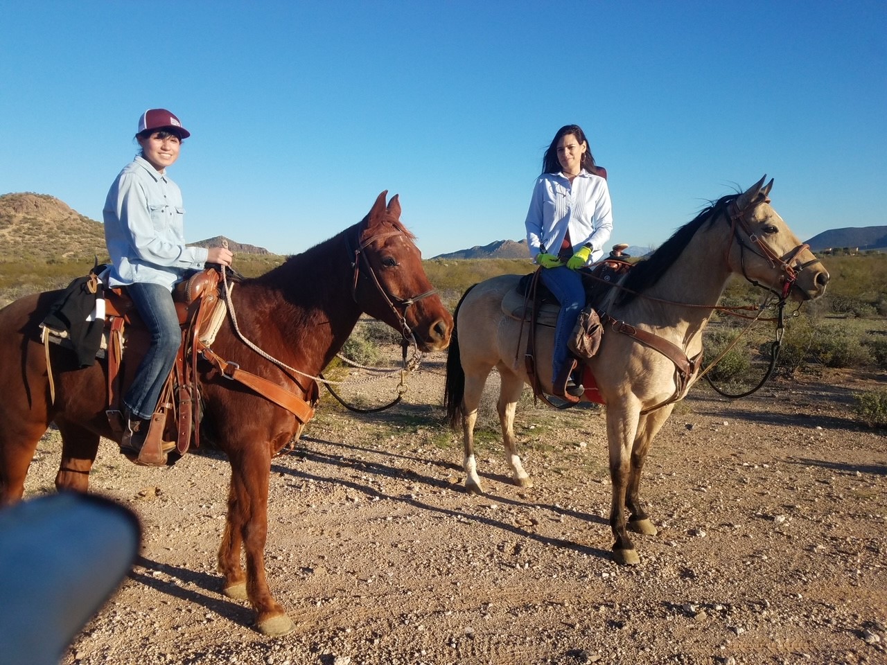 Denise and daughter on horseback