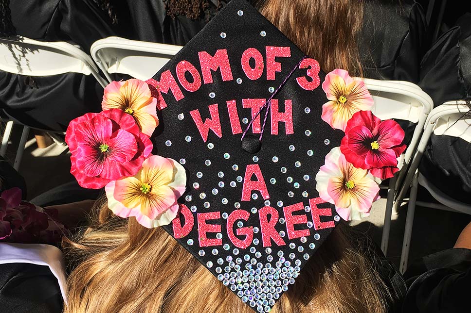 mom of three commencement cap