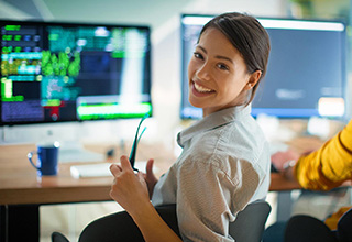 woman working on a desktop