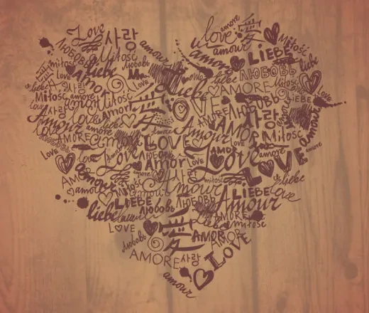 love graphic in the shape of a heart