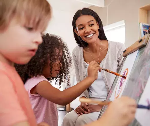 Lady working with children