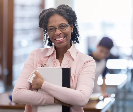 Lady in class smiling