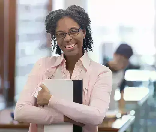 Lady  in class smiling
