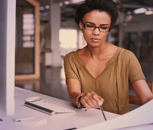 woman studying in front of the computer