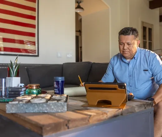 Returning student reviewing his company tuition benefits