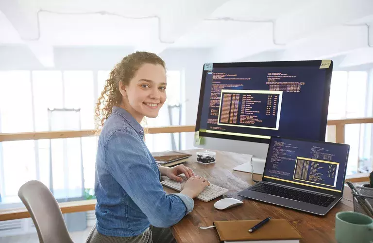 Lady working with computers
