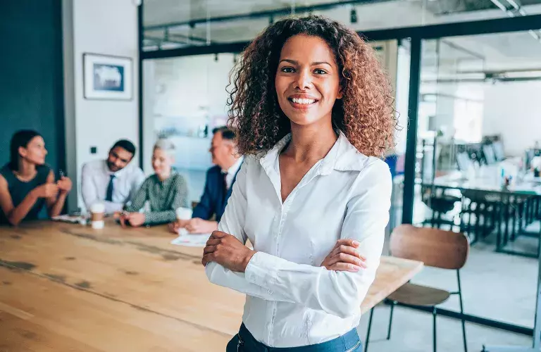 Lady in a conference room