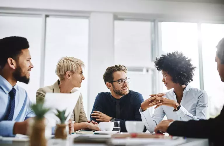 Group of people in a discussion