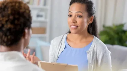 Lady in a discussion