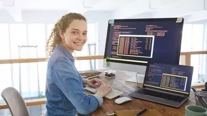 lady on computer