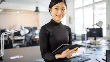 Lady holding tablet