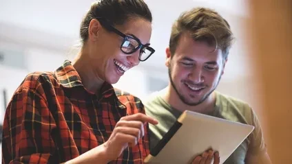 staff member going over scholarships