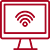 an icon of a computer screen with an online symbol