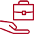 an icon of a hand under a brief case