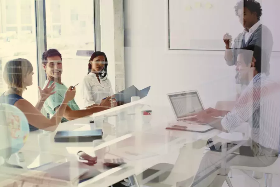 woman makes a good point in meeting