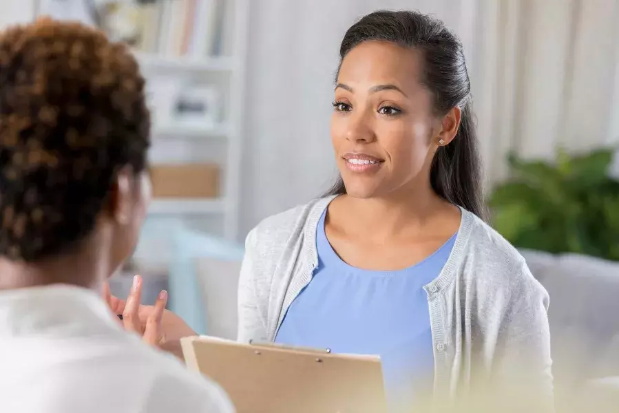 Lady in a discussion