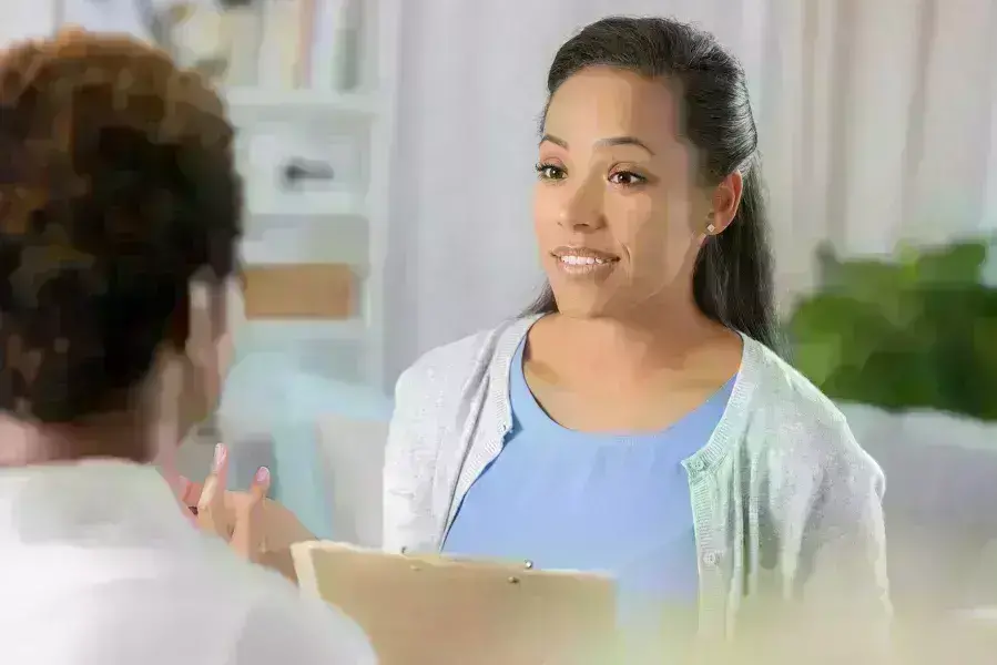 Lady in a discussion