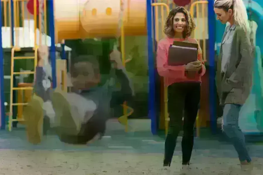 Teacher talking to parent