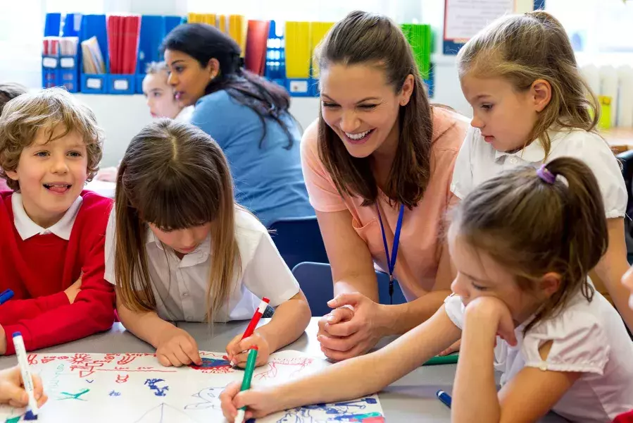 Teacher with kids