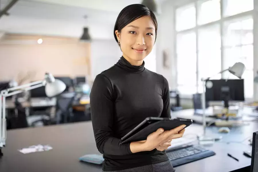 Lady holding tablet