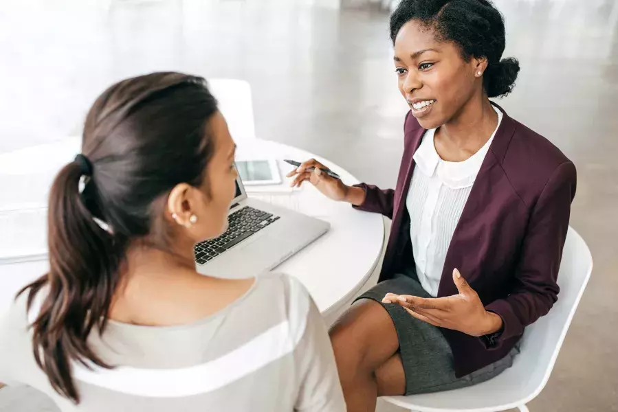 Two women in a discussion