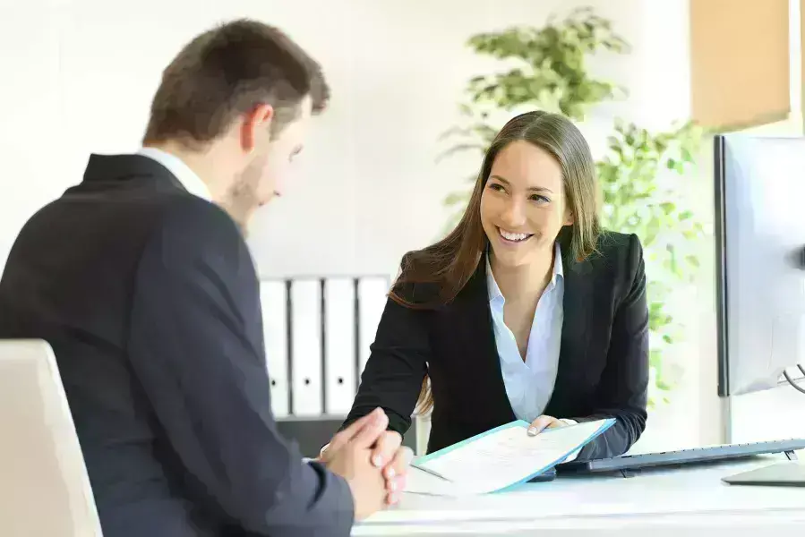 2 people in a meeting
