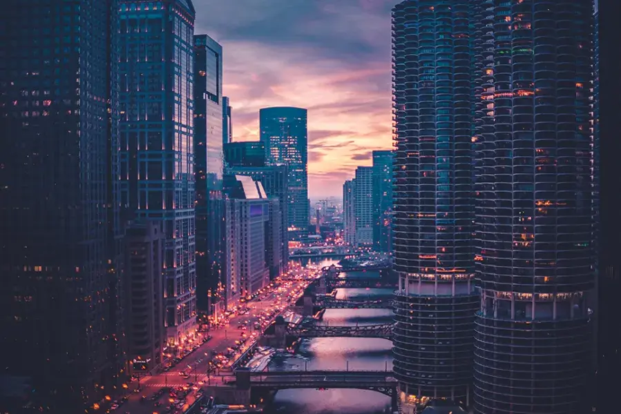 a city at night