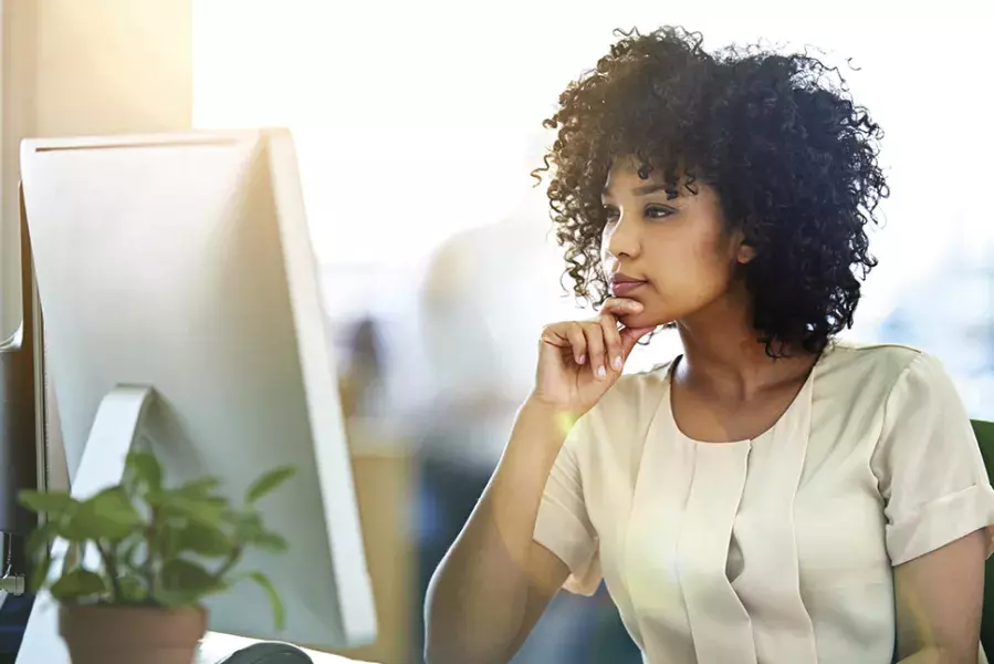 woman looking at the monitor