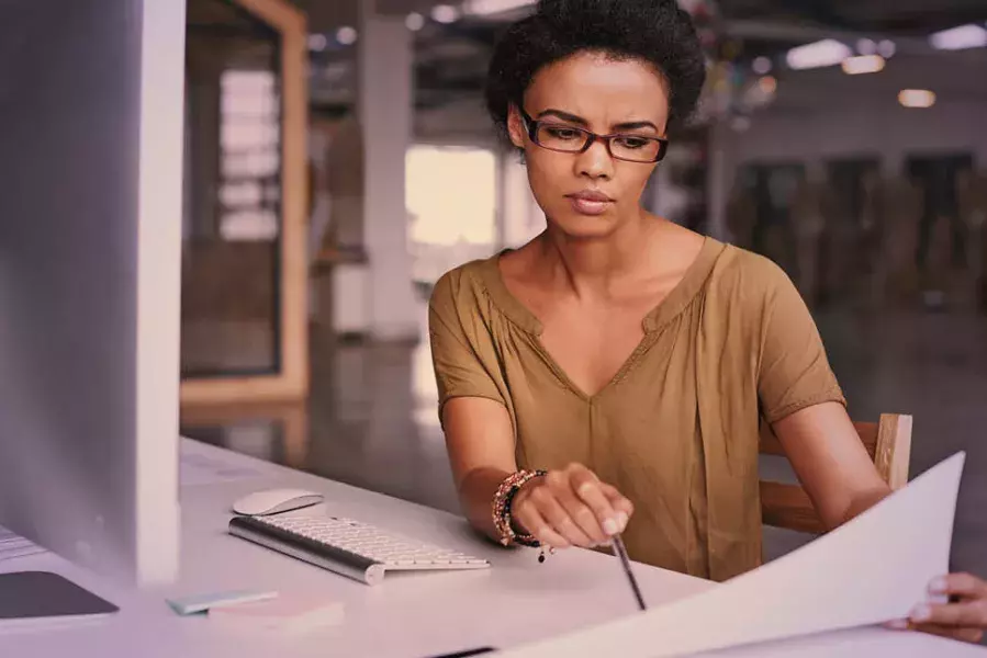 woman studying in front of the computer