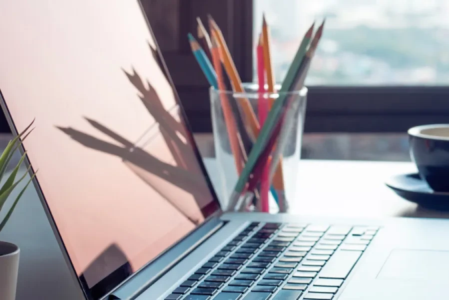 laptop on a desk