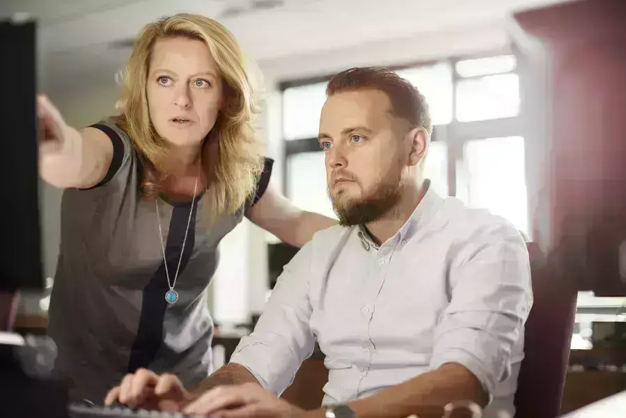 employees in a room