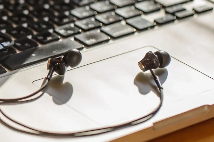 Headphones on a laptop