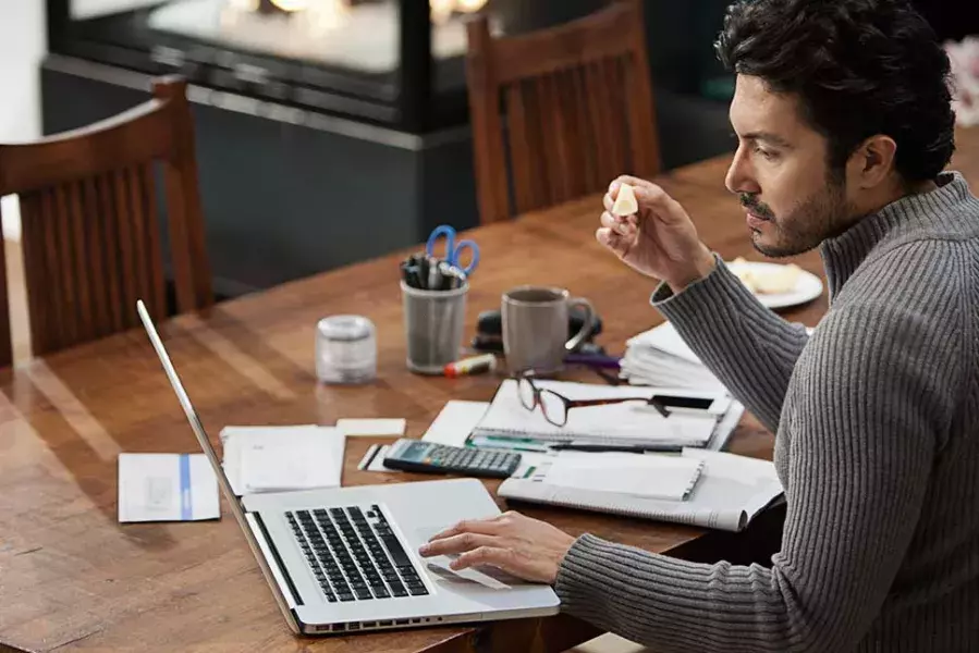 male student studying