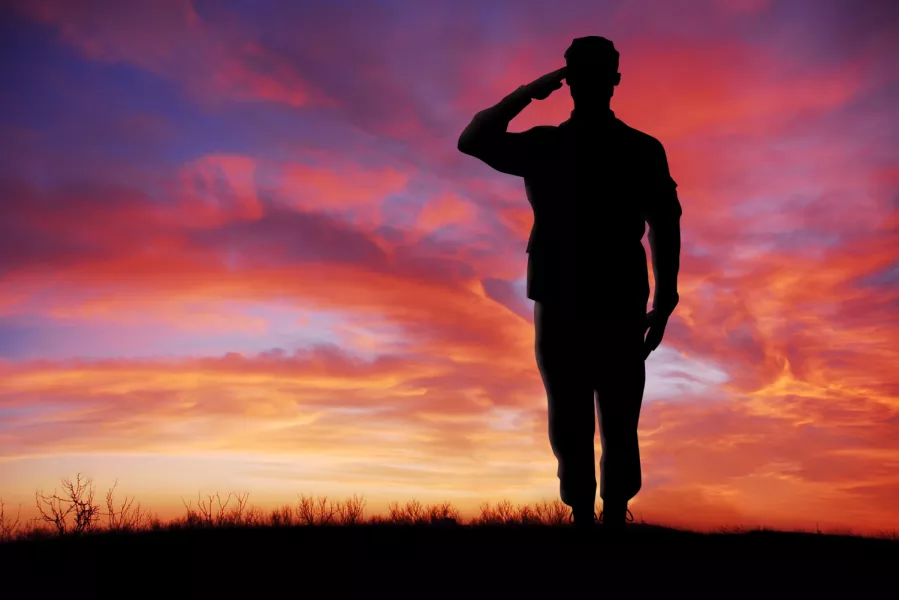 Soldier and sunset