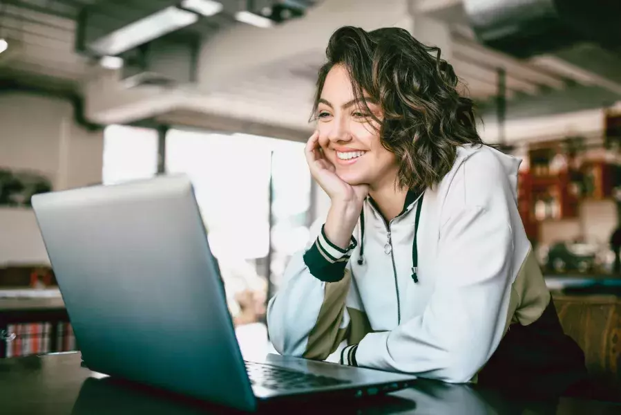 woman sitting at computer