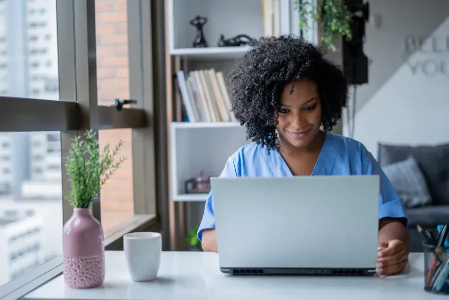 healthcare student on computer