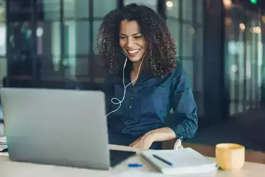woman working using her laptop