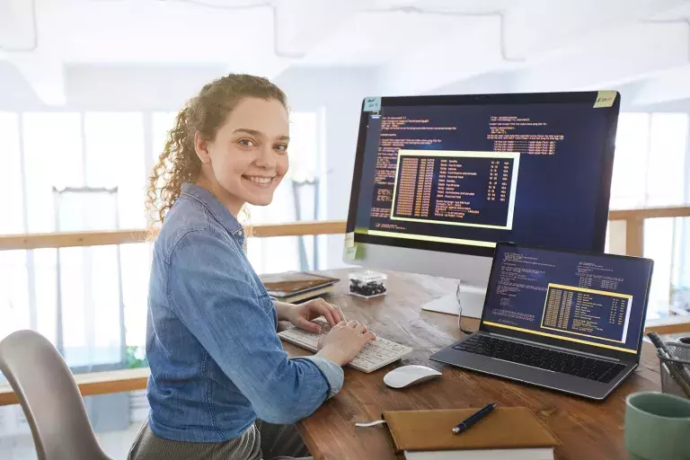 lady on computer