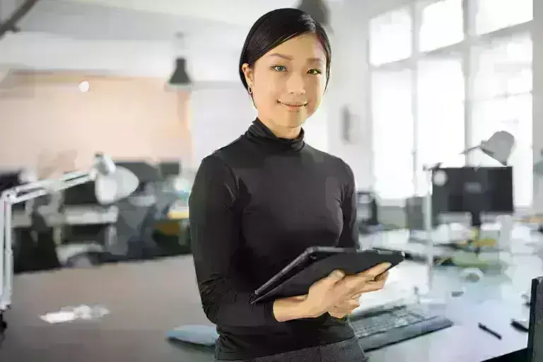 Lady holding tablet