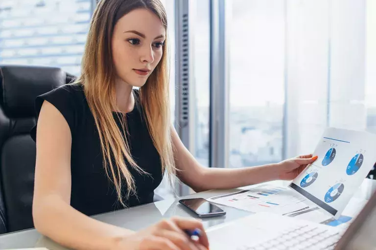 Woman working on finances