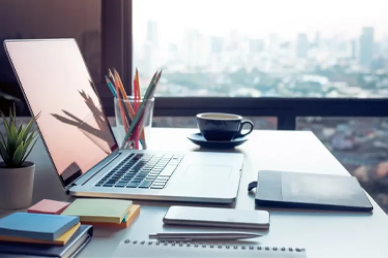 laptop on a desk